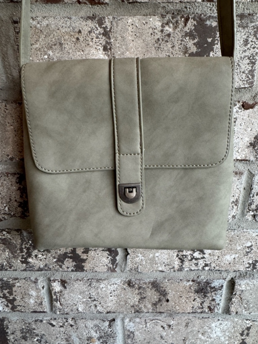 Joy Susan Rachel Nubuck Flip Lock Crossbody Bag - Vegan Leather